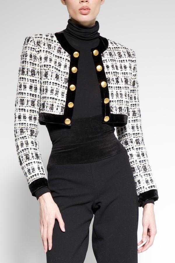 Sergio Hudson Cropped Tweed Jacket