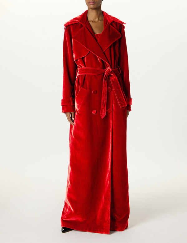 Sergio Hudson DB Maxi Trench Velvet