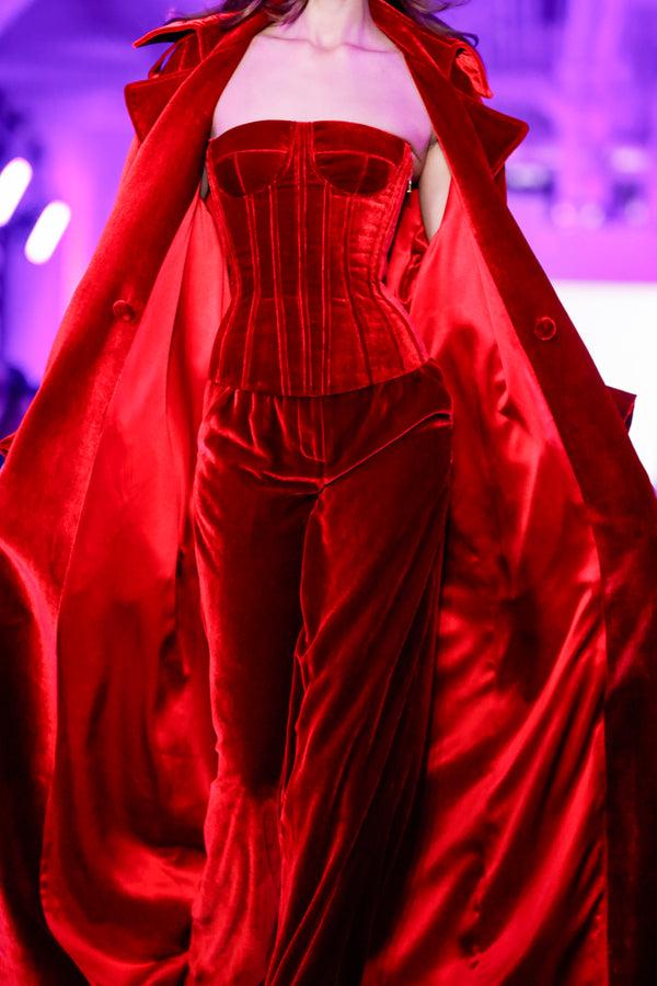 Sergio Hudson DB Maxi Trench Velvet