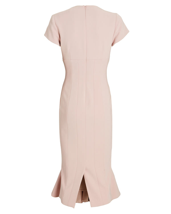 Sergio Hudson Deep-V Cap Sleeve Day Dress