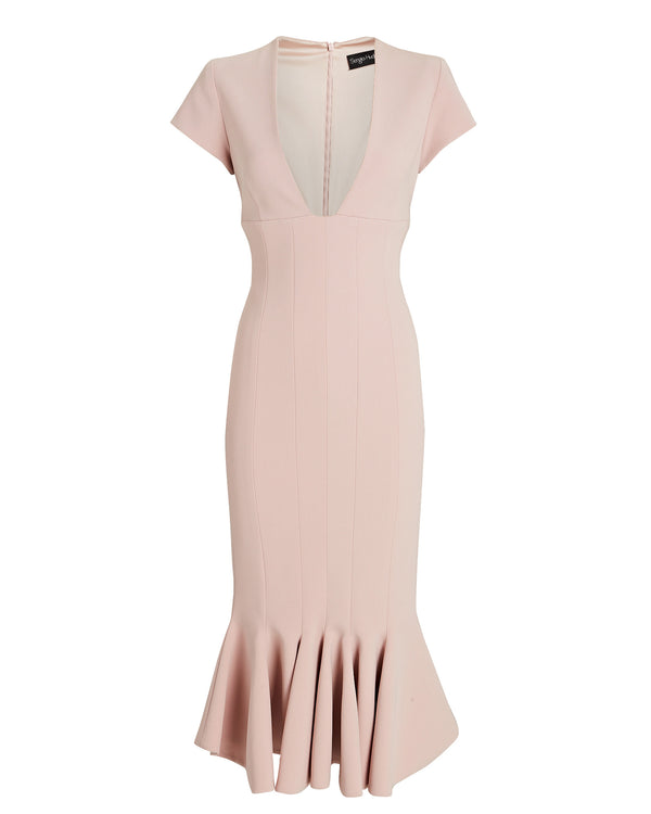 sergio hudson Deep-V Cap Sleeve Day Dress