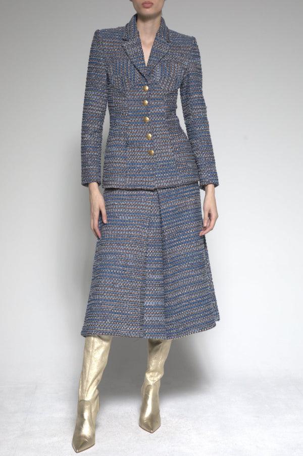 sergio hudson Denim Box Pleat Skirt