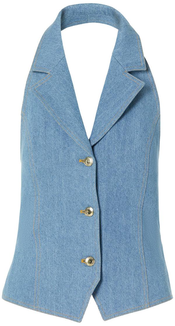 sergio hudson Denim Halter Vest