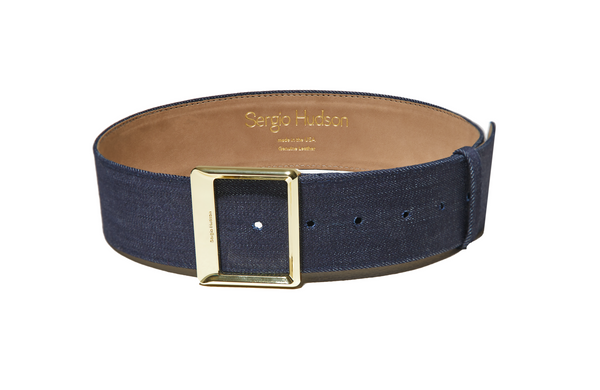 Sergio Hudson Denim Square Buckle Belt