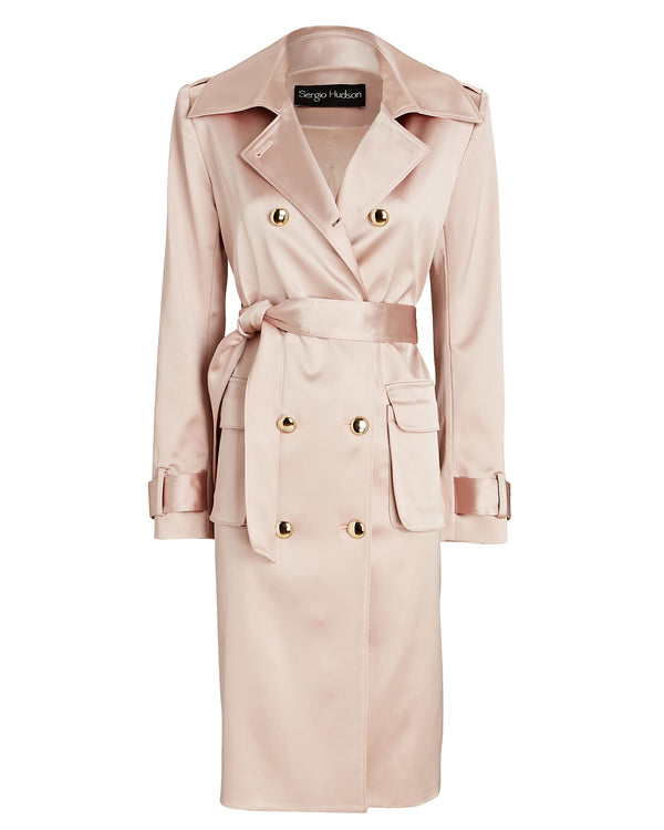 sergio hudson Double-Breast Satin Trench