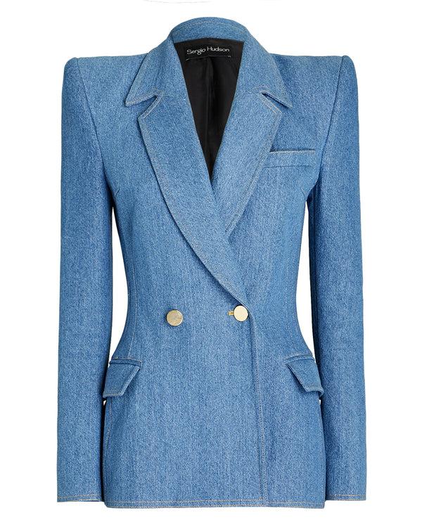 sergio hudson Double Breasted Denim Blazer