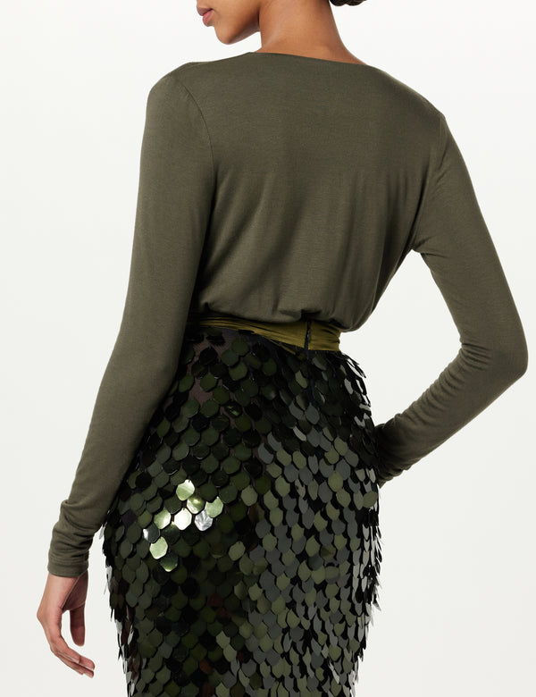 Sergio Hudson Draped V-Neck Bodysuit