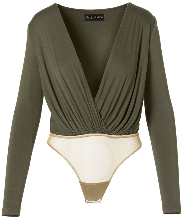 sergio hudson Draped V-Neck Bodysuit