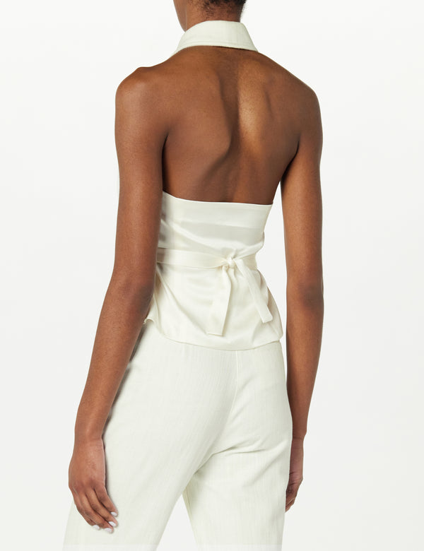 Sergio Hudson Halter Vest Light Weight Denim