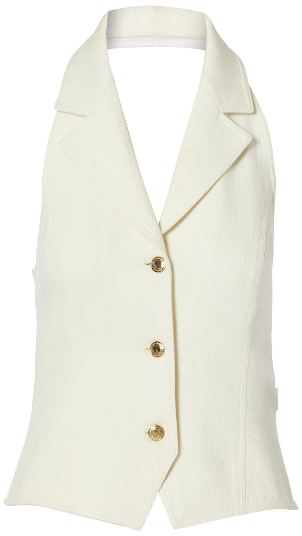 sergio hudson Halter Vest Light Weight Denim