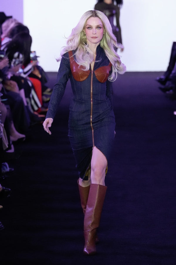 Sergio Hudson High Collar Midi Bustier Dress