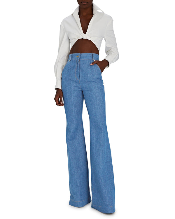 Sergio Hudson High Waist Denim Flared Pant
