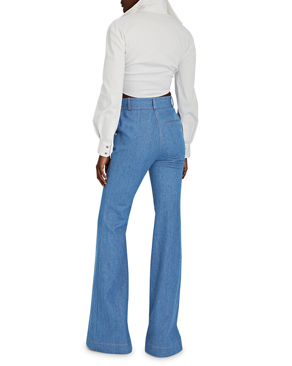 Sergio Hudson High Waist Denim Flared Pant