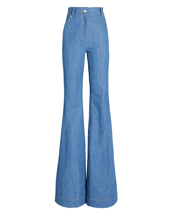sergio hudson High Waist Denim Flared Pant