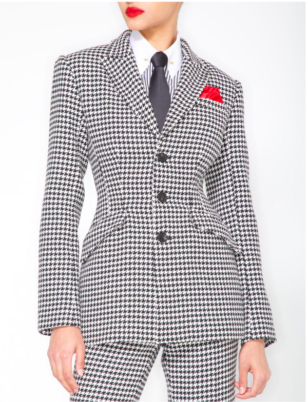 sergio hudson HOUNDSTOOTH SINGLE BREAST BLAZER