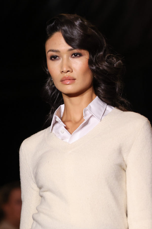 Sergio Hudson Jersey V-Neck Sweater (Red Black Grey)