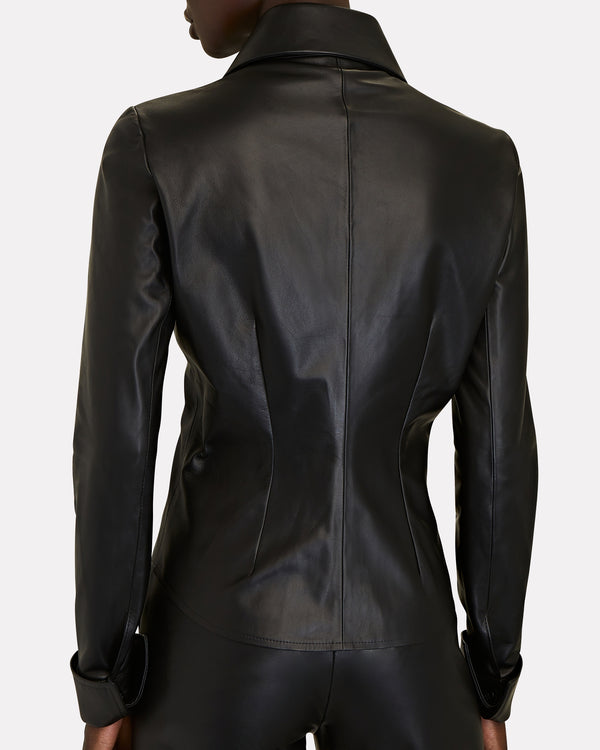 Sergio Hudson Leather Button Up Shirt