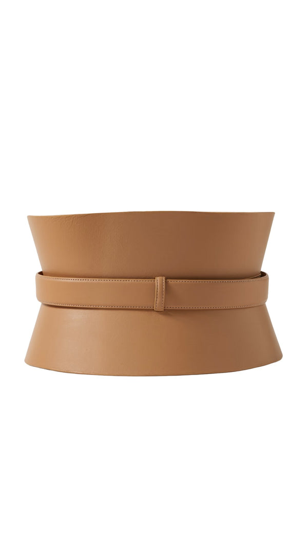 Sergio Hudson Leather Corset Belt (Camel)