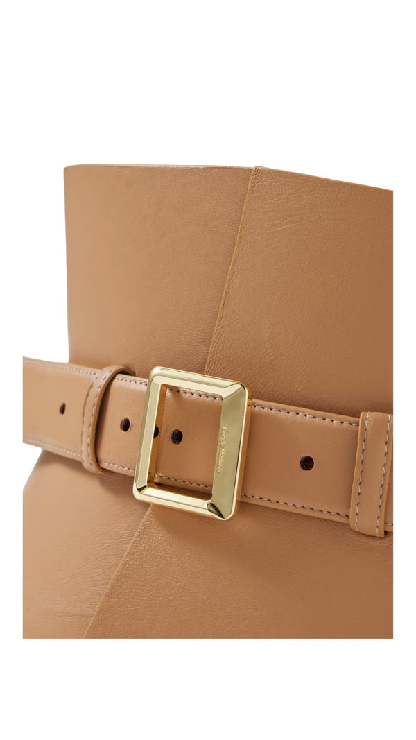 Sergio Hudson Leather Corset Belt (Camel)
