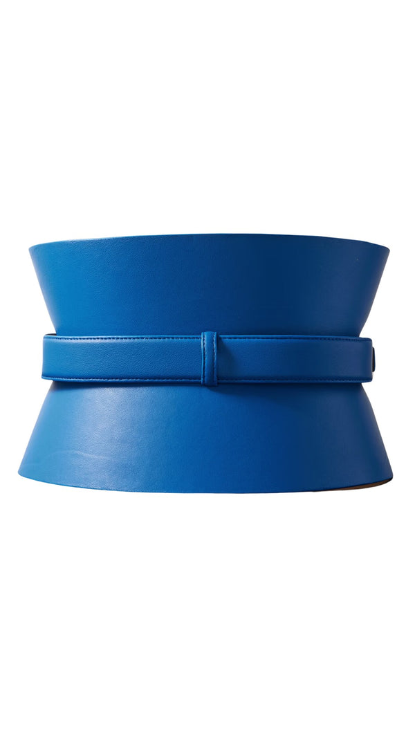 Sergio Hudson Leather Corset Belt (Sapphire)