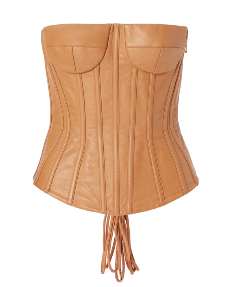sergio hudson Leather Corset Camel