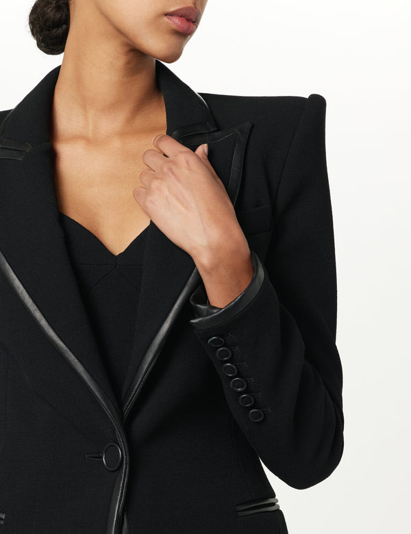 Sergio Hudson Leather Frame Blazer Jacket