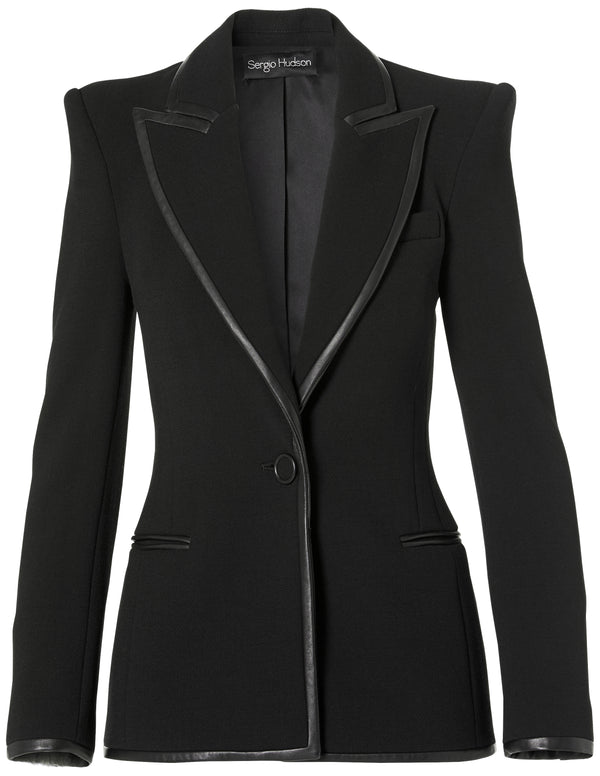 sergio hudson Leather Frame Blazer Jacket