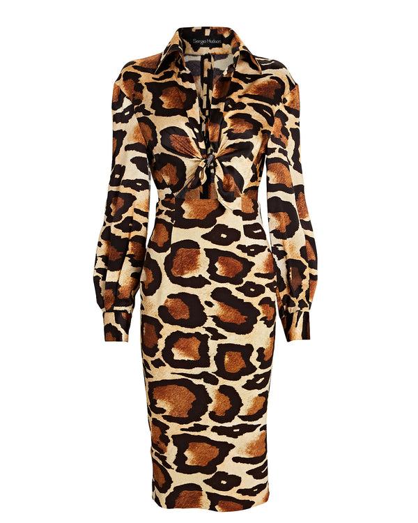 sergio hudson Mixed Media Tie Top Dress