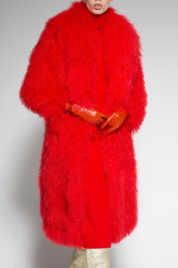 sergio hudson Mongolian Lamb Fur Coat
