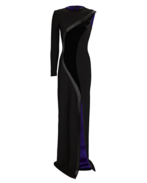 sergio hudson One Sleeve Sheath Gown with Slit