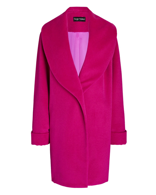 sergio hudson Oversized Draped Collar Car Coat