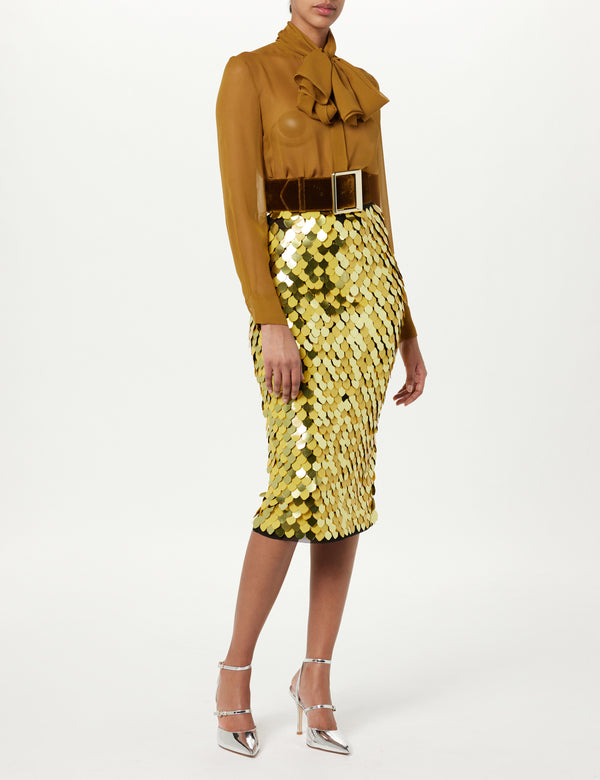 Sergio Hudson Paillette Midi Skirt