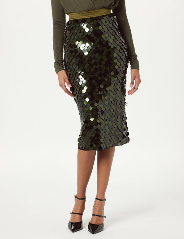 Sergio Hudson Paillette Midi Skirt