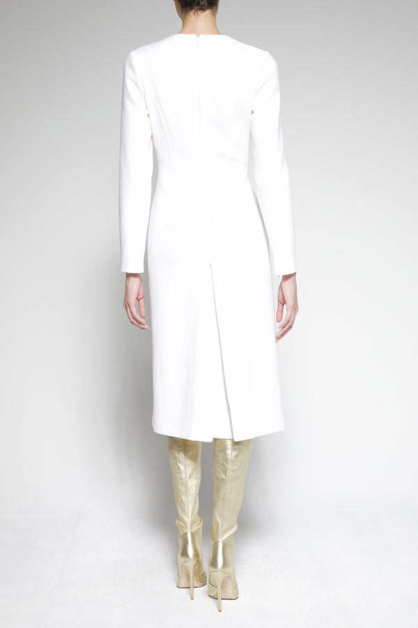 Sergio Hudson Pleated Wool Crepe Dress