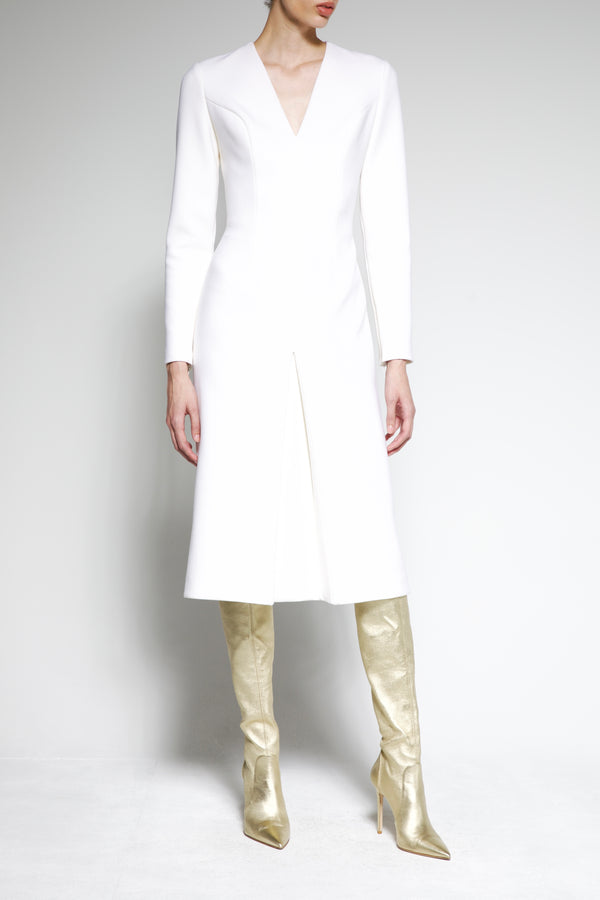 sergio hudson Pleated Wool Crepe Dress