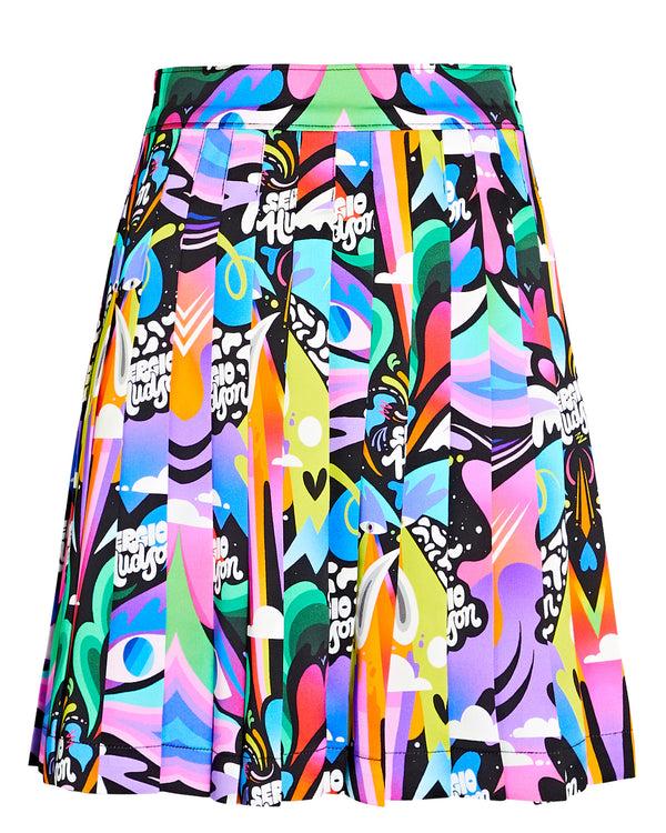 sergio hudson Printed Silk Pleated Mini Skirt