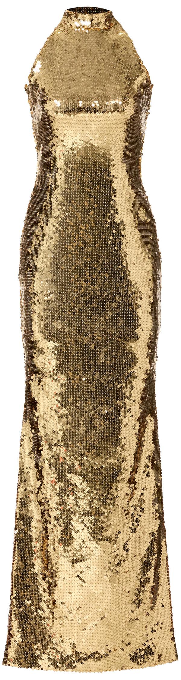 sergio hudson Sequined Maxi Halter Dress