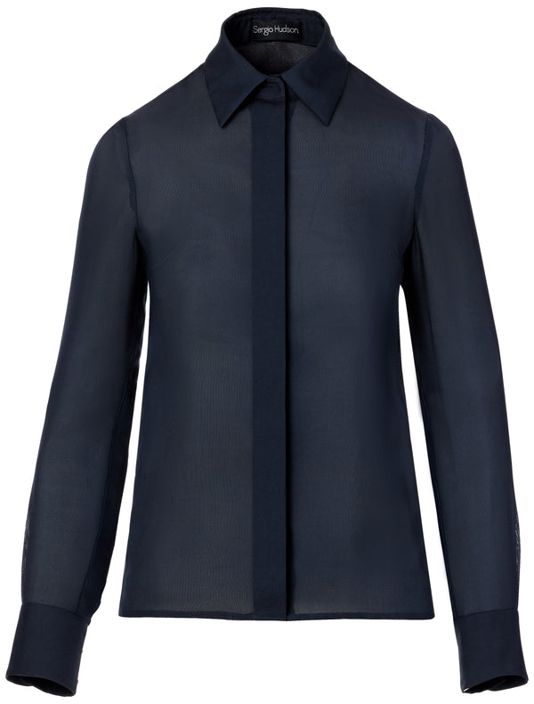 sergio hudson Sheer Button-Down Blouse