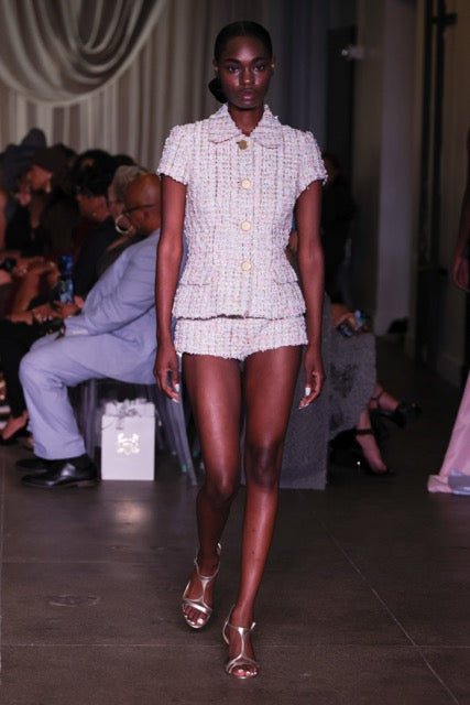 Sergio Hudson Short Sleeve Tweed Jacket