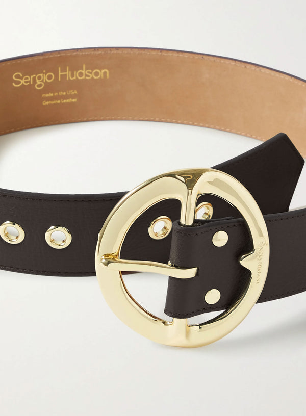 Sergio Hudson Signature Leather Belt - Black
