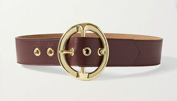 sergio hudson Signature Leather Belt - Burgundy