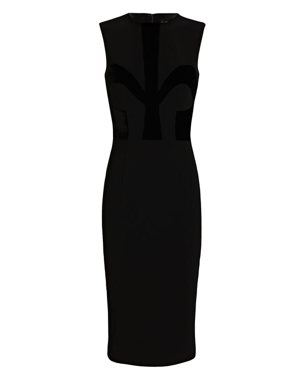 sergio hudson Sleeveless Belted Paneled Midi Dress