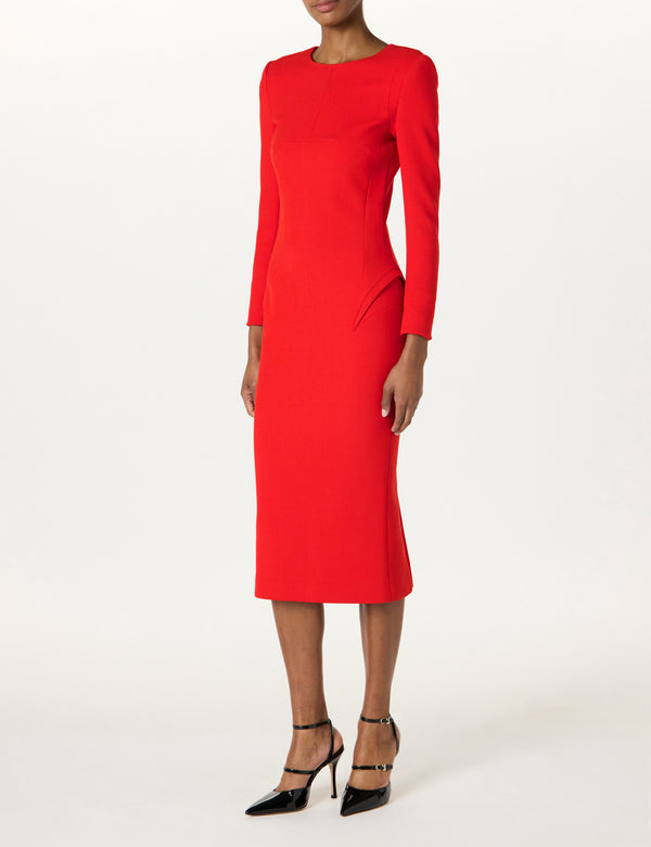 Sergio Hudson Slim Pleated Back Dress Mdi