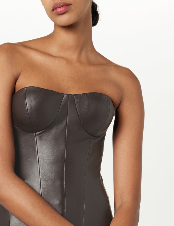 Sergio Hudson Strapless Leather Bustier