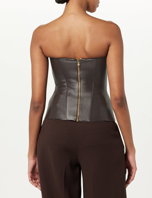 Sergio Hudson Strapless Leather Bustier