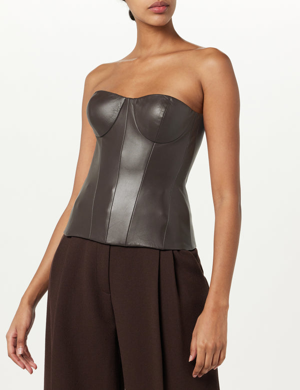 sergio hudson Strapless Leather Bustier