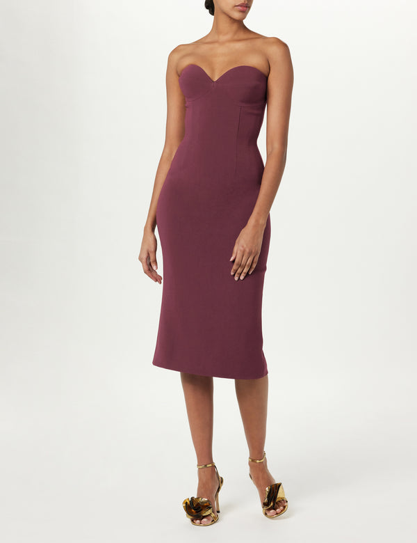 Sergio Hudson Strapless Midi Dress