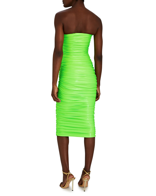 Sergio Hudson Strapless Ruched Midi Dress