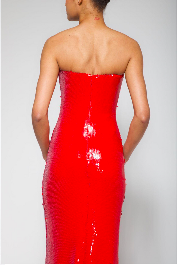 Sergio Hudson STRAPLESS SEQUIN COLUMN GOWN