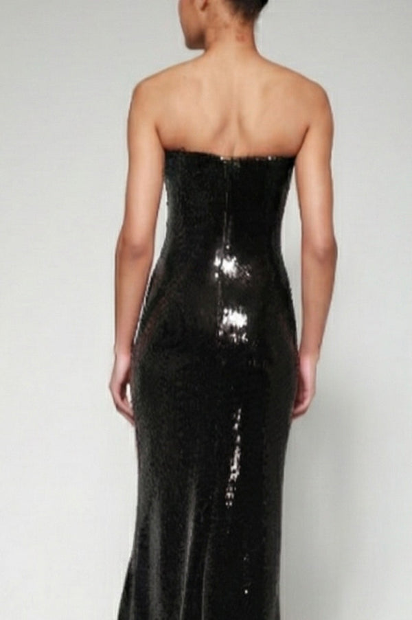 Sergio Hudson STRAPLESS SEQUIN COLUMN GOWN